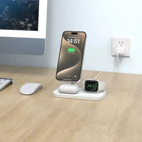 Tech-Protect QI15W-A22 induktív MagSafe töltő 3in1 MagSafe állván-9490713930977 5 kép