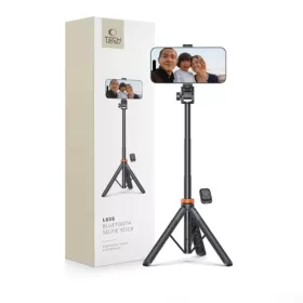   Tech-Protect L03S Bluetooth selfie bot távirányítóval, állvánnyal akár 148 cm-ig és 180°-os fejjel - fekete