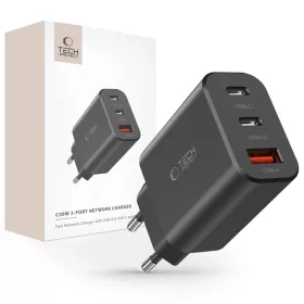   Tech-Protect NC30W hálózati töltő 2x USB-C PD 30W / USB-A QC 3.0 - fekete