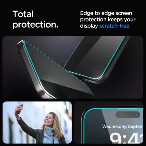 Spigen Glas.tR EZ Fit Privacy edzett üveg iPhone 15 Pro-hoz üvegfól-8809896754354 6 kép
