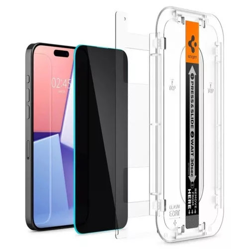 Spigen Glas.tR EZ Fit Privacy edzett üveg iPhone 15 Pro-hoz üvegfól-8809896754354 9 kép