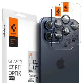  Spigen Optik.tR EZ Fit Kamera Védő az iPhone 14 Pro / Pro Max / 15 Pro / Pro Max / 16 Pro / Pro Max / 17 Pro / Pro Max készülékekhez - Titán Kék 2 db, üvegfólia