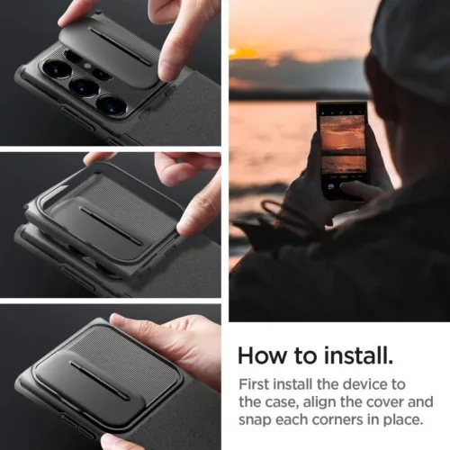 Spigen Optik Armor tok Samsung Galaxy S24 Ultra - fekete-8809971221986 10 kép