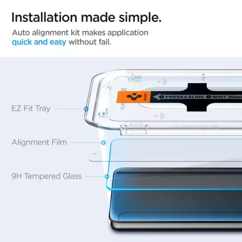 Spigen Glas.tR EZ Fit edzett üveg Samsung Galaxy S25 / S24 - 2 db üv-8809971223430 8 kép