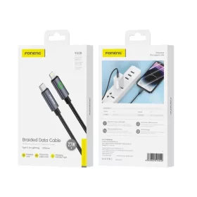 USB-C - Lightning XS08 FONENG kábel, PD 27W 1.2M Fekete-6970462514510 1 kép