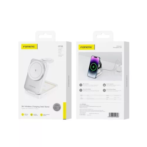 FONENG vezeték nélküli töltő 3in1 CP126 15W Fehér-6970462510826 1 kép