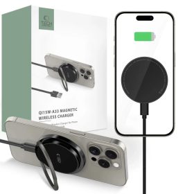   Tech-Protect QI15W-A33 induktív töltő MagSafe-el és állvánnyal USB-A / USB-C kábellel - fekete
