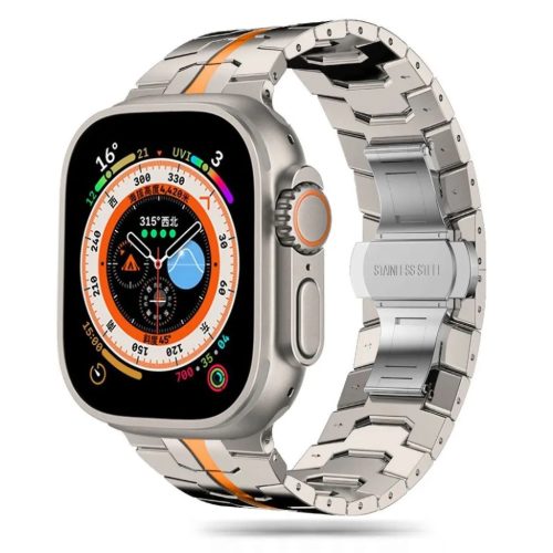 Tech-Protect Stainless Line karkötő Apple Watch 4 / 5 / 6 / 7 / 8 / 9 / SE / Ultra 1 / 2 (42/44/45/49 mm) - Titán Narancs