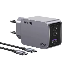   Ugreen Nexode Pro hálózati töltő, USB + 2x USB-C, 65W + USB-C kábel 1.5m (fekete)