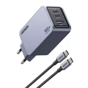 Ugreen Nexode Pro 100W hálózati töltő, GaN, USB + 2x USB-C (szürk-6941876228744 2 kép