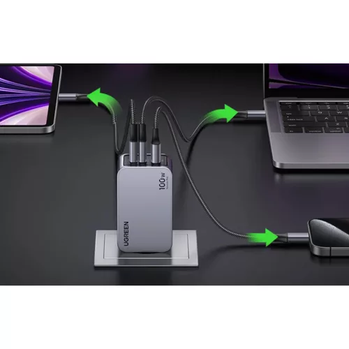 Ugreen Nexode Pro 100W hálózati töltő, GaN, USB + 2x USB-C (szürk-6941876228744 6 kép
