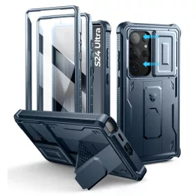   Samsung Galaxy S24 Ultra Dexnor 360 ütésálló tok kihajtható állvánnyal és kameravédővel kék