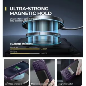 iPhone 16 Dexnor Magsafe 360 tok, kihajtható állvánnyal, lila üté-6977140258834 2 kép