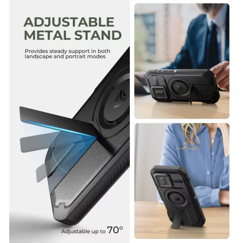 iPhone 16 Pro Dexnor Magsafe 360 tok, kihajtható állvánnyal, fekete-6977140258995 4 kép