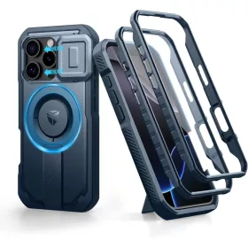  iPhone 16 Pro Dexnor Magsafe 360 tok, kihajtható állvánnyal, kék ütésálló