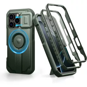   iPhone 16 Pro Dexnor Magsafe 360 tok, kihajtható állvánnyal, zöld ütésálló