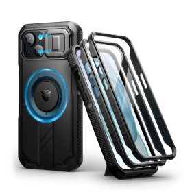   iPhone 15 Dexnor Magsafe 360 tok, kihajtható állvánnyal, fekete ütésálló