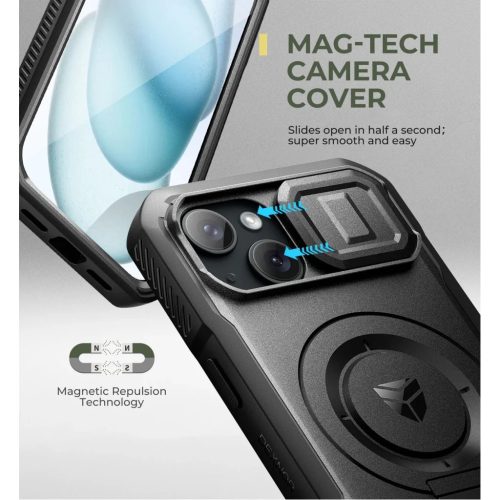 iPhone 15 Dexnor Magsafe 360 tok, kihajtható állvánnyal, fekete üt-6977140258469 2 kép