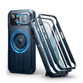   iPhone 15 Dexnor Magsafe 360 tok, kihajtható állvánnyal, kék ütésálló