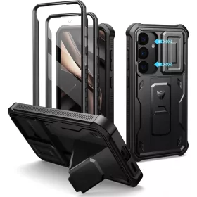   Samsung Galaxy S25 Dexnor tok kihajtható állvánnyal, fekete 360 ütésálló