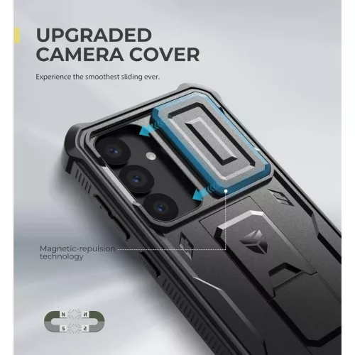 Samsung Galaxy S25 Dexnor tok kihajtható állvánnyal, fekete 360 üt-6977140257363 6 kép
