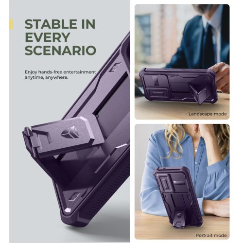 Samsung Galaxy S25 Dexnor tok kihajtható állvánnyal, lila 360 üté-6977140257318 4 kép