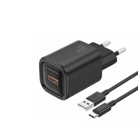   FONENG fali töltő EU68 18W 1xUSB QC3.0 + USB-C kábel Fekete