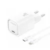 FONENG EU69 fali töltő PD 20W 1xUSB-C + USB-C - Lightning kábel Fehér