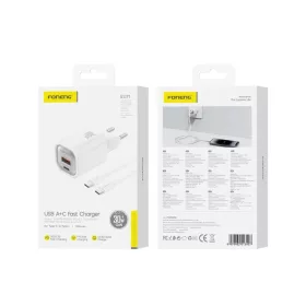FONENG fali töltő EU71 PD 30W 1xUSB-C + 1xUSB QC3.0 + kábel USB-C --6970462513407 2 kép