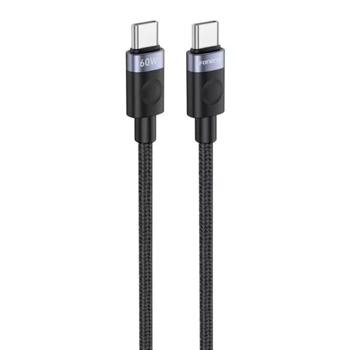 FONENG X115 USB-C - USB-C PD 60W 1M Fekete Type-C USB kábel-6970462510710 2 kép