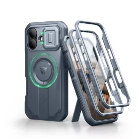   iPhone 17 Dexnor MagSafe ütésálló 360 tok kihajtható állvánnyal és kameravédővel kék