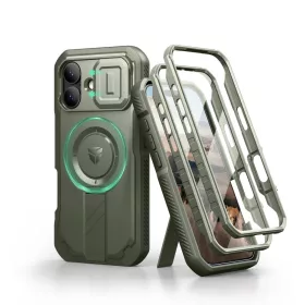   iPhone 17 Dexnor MagSafe ütésálló 360 tok kihajtható állvánnyal és kameravédővel zöld