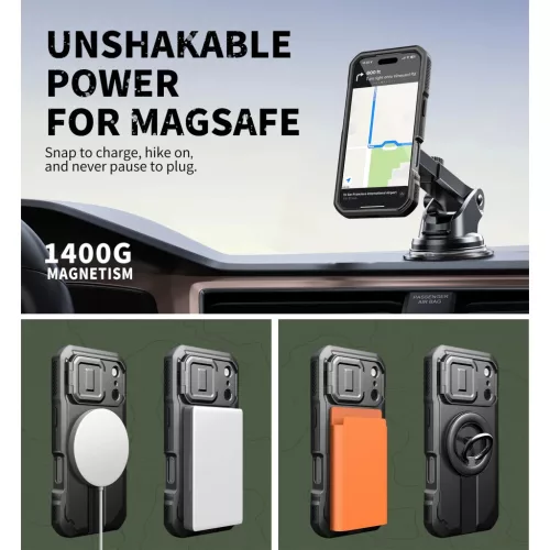 iPhone 17 Pro Dexnor MagSafe ütésálló 360 tok kihajtható állván-6977140255451 5 kép