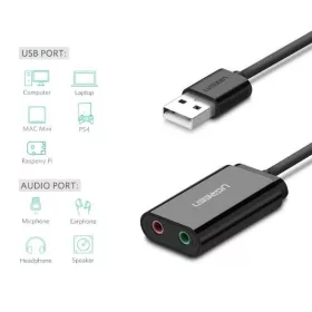 UGREEN 15 cm-es USB külső hangkártya (fekete)-6957303803149 2 kép