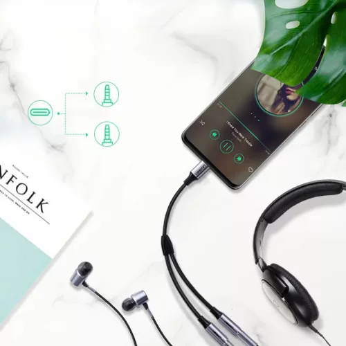 Ugreen USB Type-C 2x 3.5 mm mini jack elosztó/átalakító kábel 20 -6957303837328 2 kép