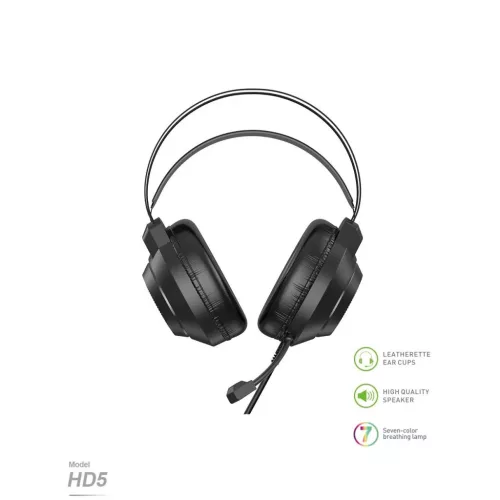 JELLICO vezetékes gamer fejhallgató mikrofonnal HD5 fekete-6974929208530 5 kép