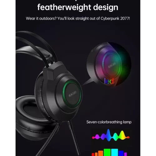 JELLICO vezetékes gamer fejhallgató mikrofonnal HD5 fekete-6974929208530 6 kép