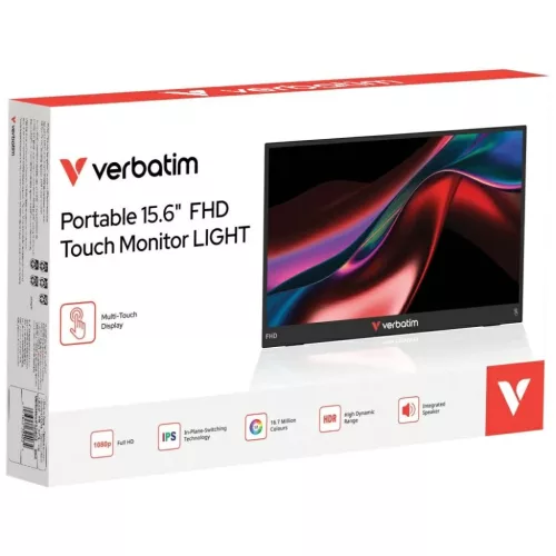 Verbatim LIGHT 15,6" FHD fekete hordozható érintőképernyős monito-023942324027 4 kép
