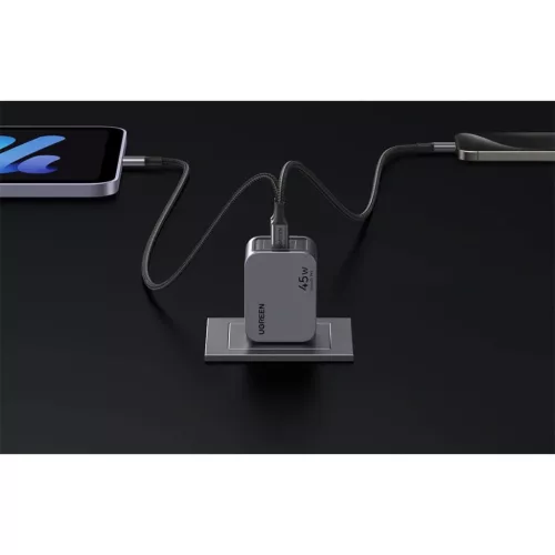 Ugreen Nexode Pro 45W hálózati töltő, 2x USB-C (szürke)-6941876230082 4 kép