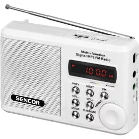 SENCOR SRD 215 W hordozható FM rádió MP3 lejátszóval, USB és mic-8590669117826 1 kép