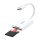Ugreen 2-az-1-ben USB-C Kártyaolvasó CM265 (fehér)