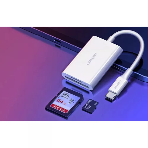 Ugreen 2-az-1-ben USB-C Kártyaolvasó CM265 (fehér)-6941876235063 5 kép