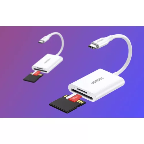 Ugreen 2-az-1-ben USB-C Kártyaolvasó CM265 (fehér)-6941876235063 8 kép