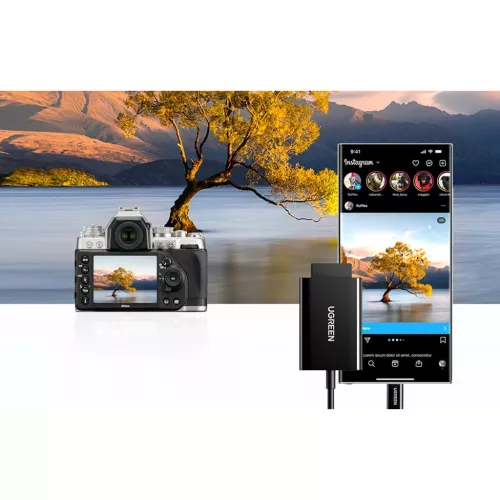 UGREEN CM265 2 az 1-ben USB-C kártyaolvasó (fekete)-6941876236220 8 kép