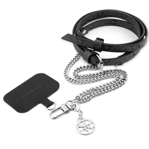 Guess nyakpánt PU 4G lánccal és díszmedállal ezüst/fekete-3666339105129 1 kép