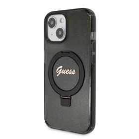 Guess IML Ring Stand Glitter MagSafe tok iPhone 15 Fekete-3666339156329 2 kép