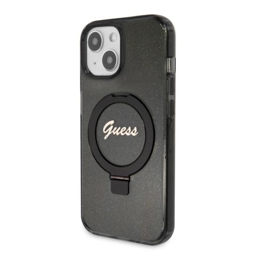 Guess IML Ring Stand Glitter MagSafe tok iPhone 15 Fekete-3666339156329 2 kép
