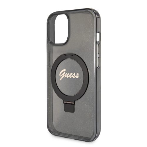 Guess IML Ring Stand Glitter MagSafe tok iPhone 15 Fekete-3666339156329 5 kép