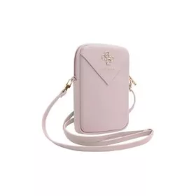   Guess PU Grained 4G Metal Logo Wallet Phone Bag Zipper Pink tok