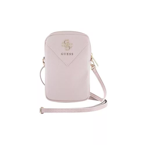 Guess PU Grained 4G Metal Logo Wallet Phone Bag Zipper Pink tok-3666339210632 2 kép